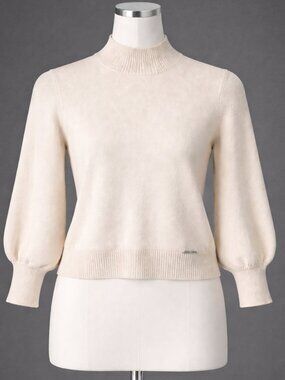 Elie Tahari Cream Mock Neck Sweater